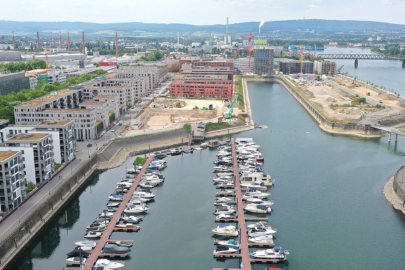 Blick auf den Mainzer Zollhafen