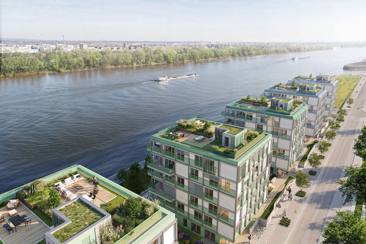 Visualisierung des Bauprojektes Rheinwiesen living 