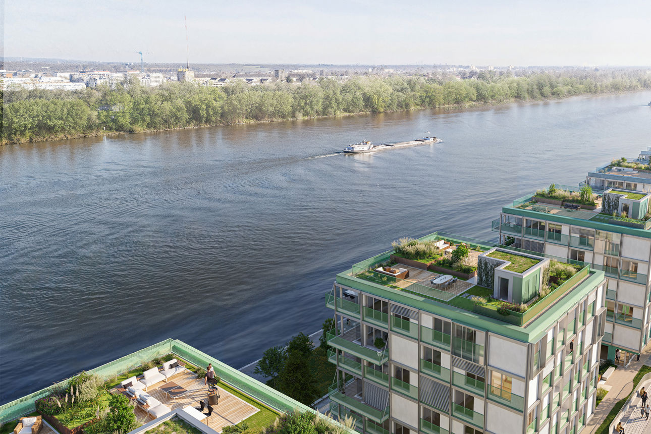 Visualisierung des Bauprojektes Rheinwiesen living 