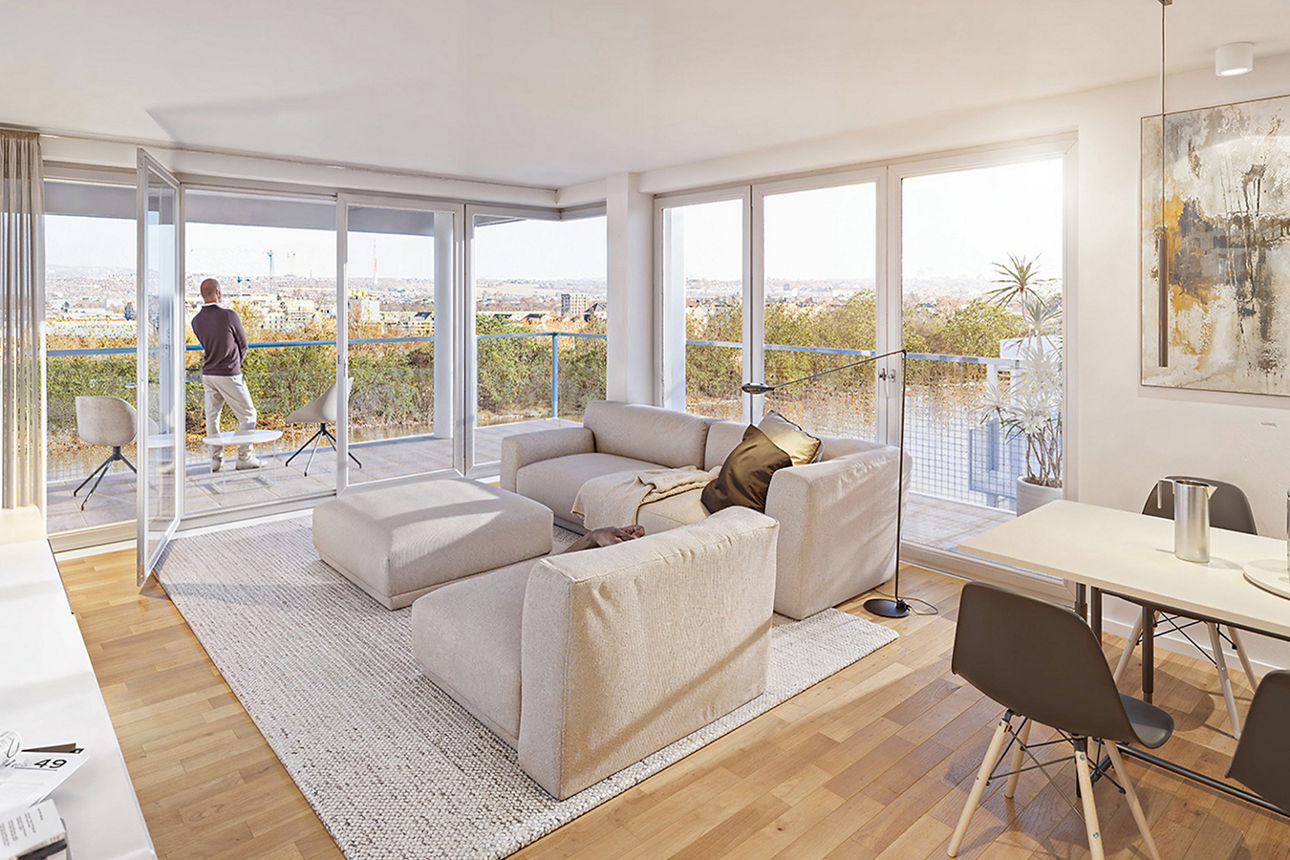 Visualisierung des Bauprojektes Rheinwiesen living 