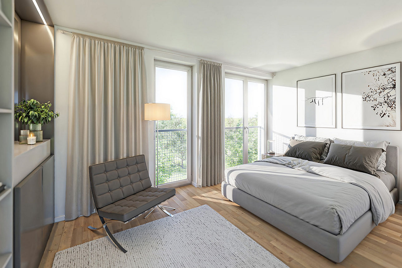 Visualisierung des Bauprojektes Rheinwiesen living 