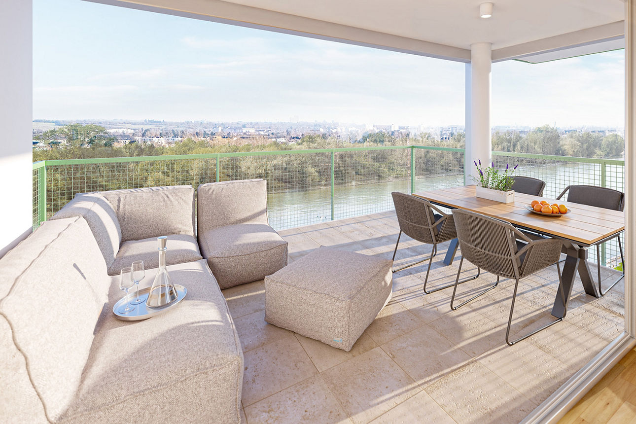 Visualisierung des Bauprojektes Rheinwiesen living 