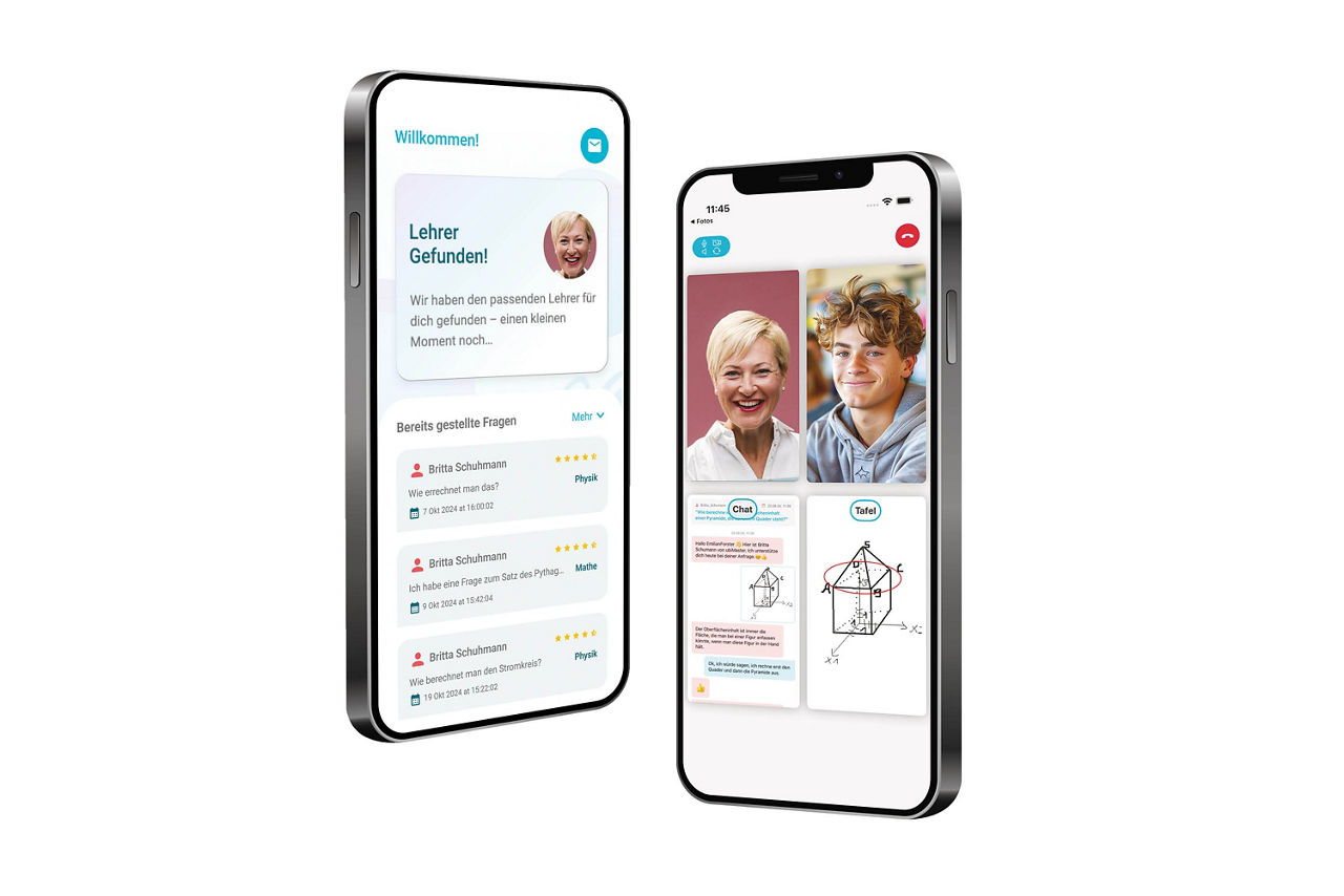 Zwei Smartphones mit Werbung von ubiMaster auf dem Display