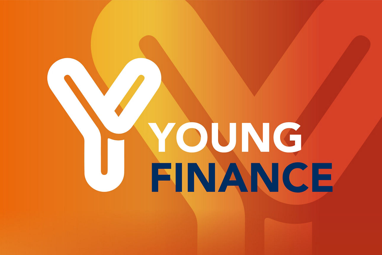 YoungFiance Logo auf orangenem Hintergrund