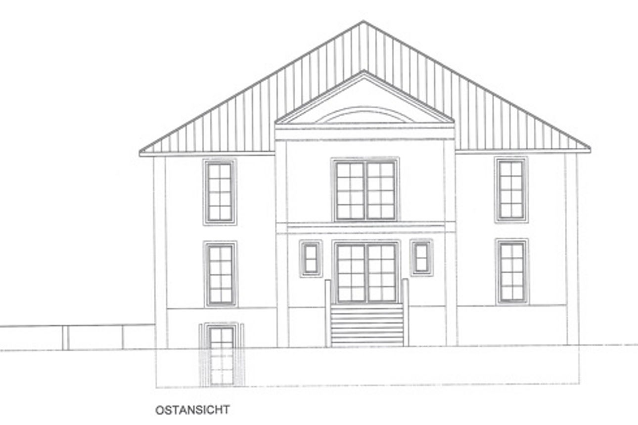 Ein Skizze der Ostansicht. 