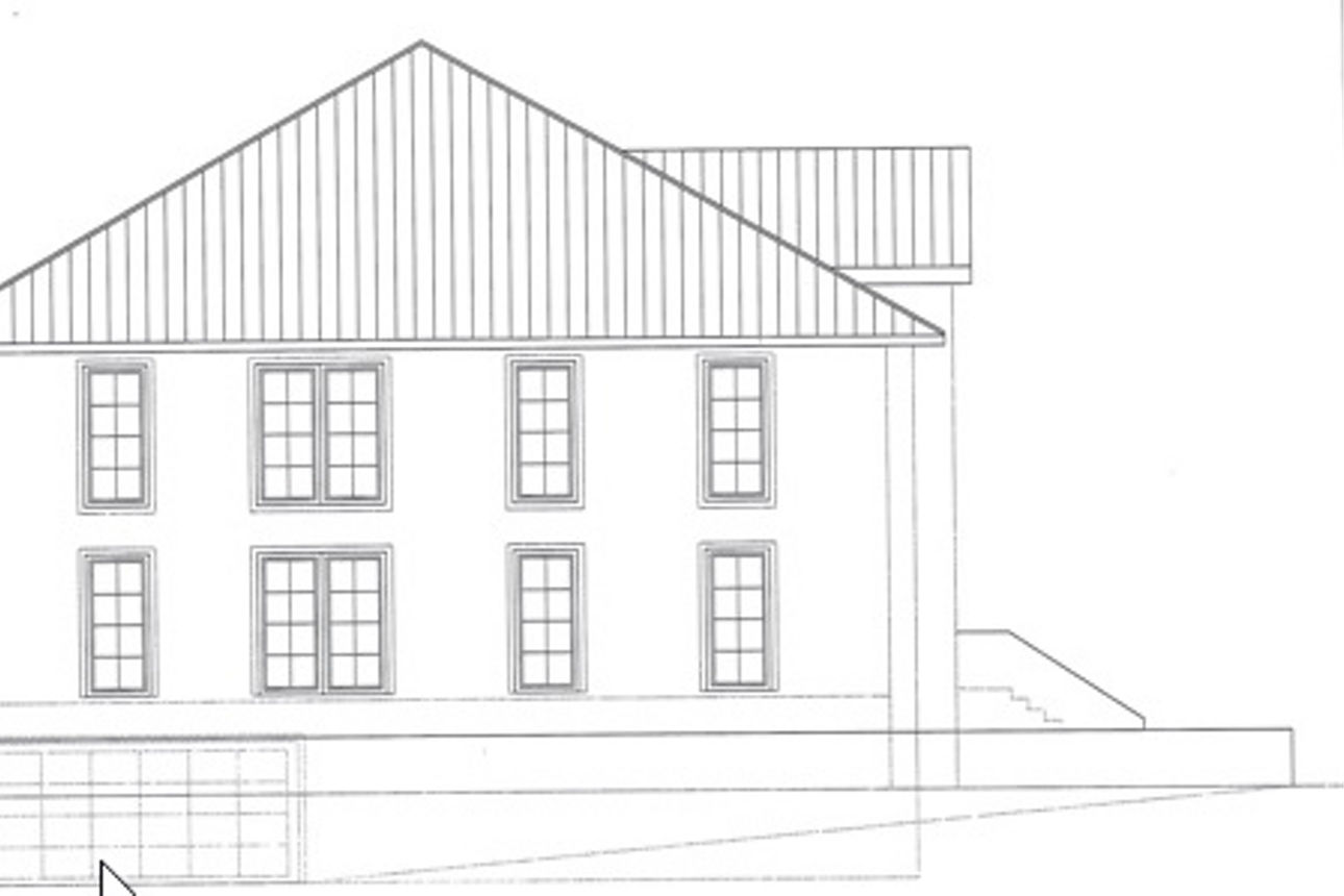 Ein Skizze der Südansicht. 