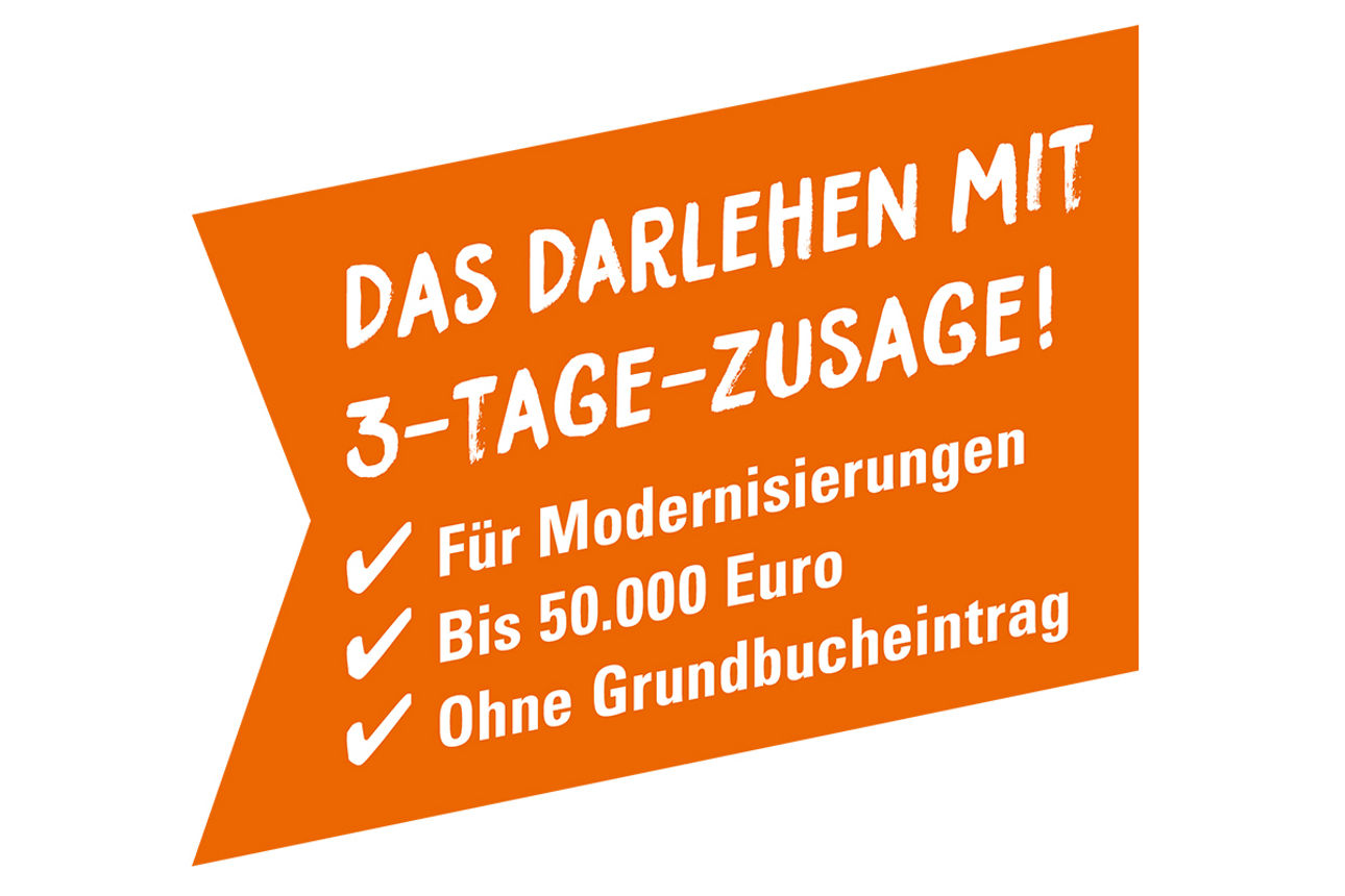 Banner: Das Darlehen mit 3-Tage-Zusage