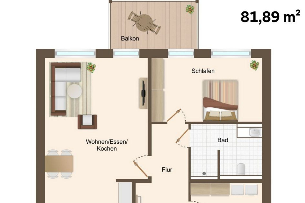 Grundriss einer Wohnung.