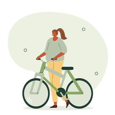 Zierbild: Frau mit Fahrrad