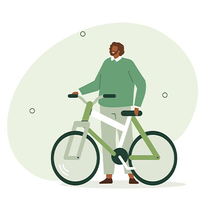 Zierbild: Mann mit Fahrrad