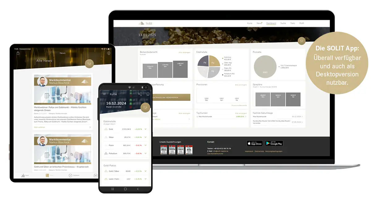 Mit der SOLIT-App stets alle Edelmetalle im Blick!