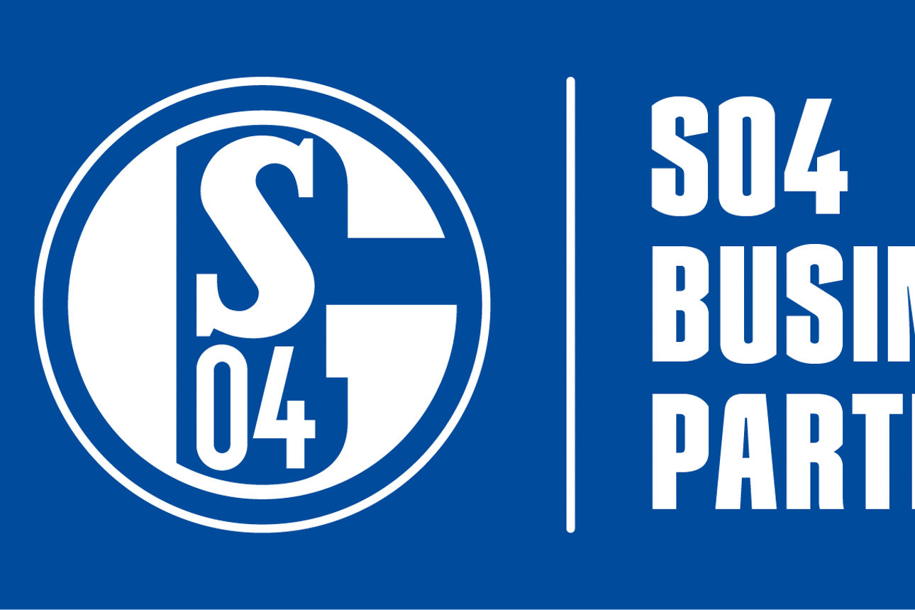 Ein Logo mit der Aufschrift „Wir sind 04 Schalke Partner“.
