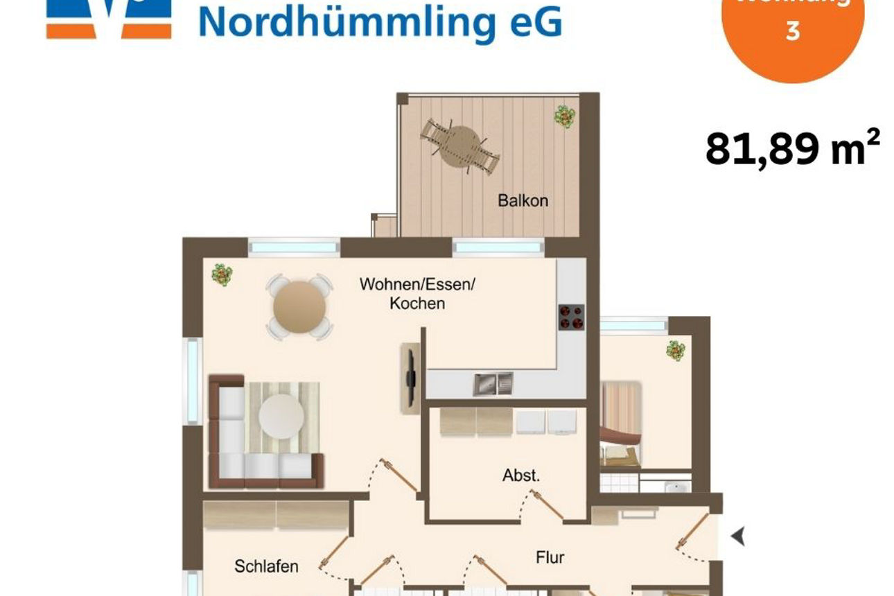 Grundriss einer Wohnung.