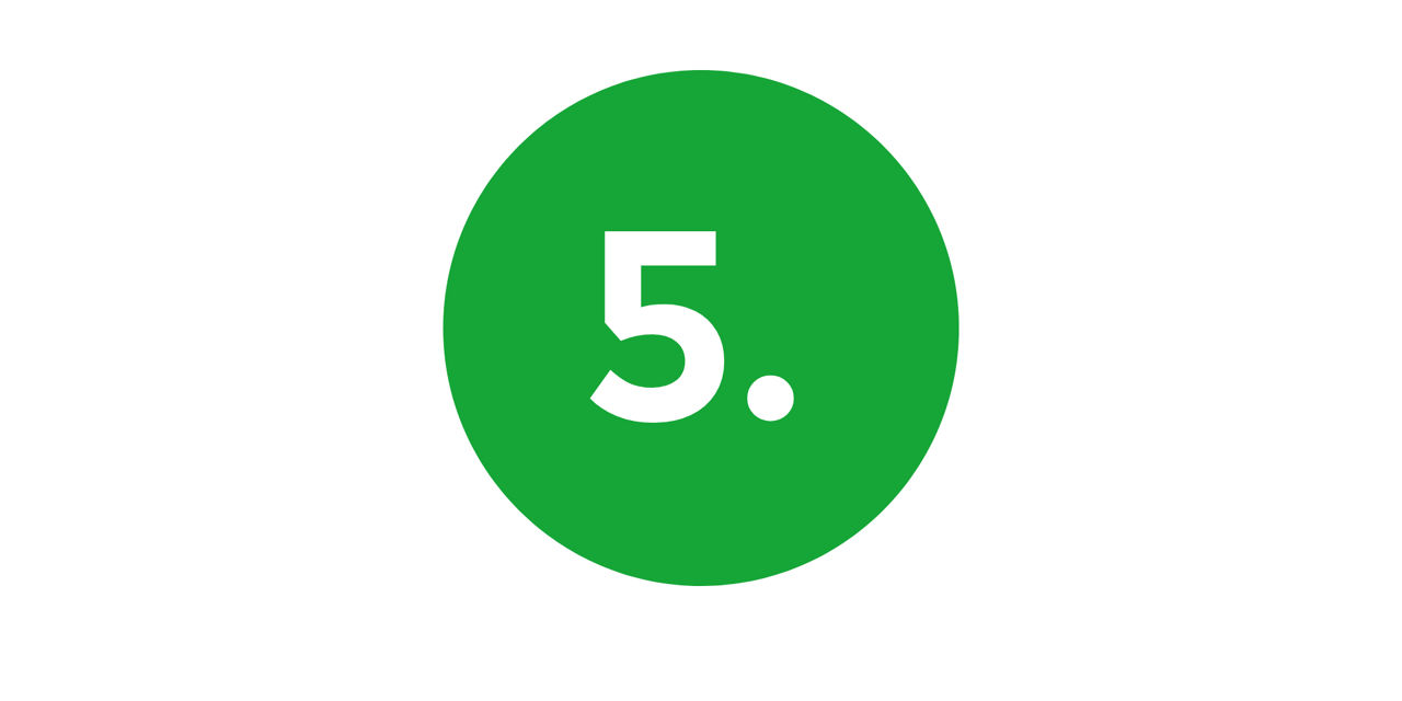 Ein grüner Kreis mit der weißen Zahl "5." in der Mitte.