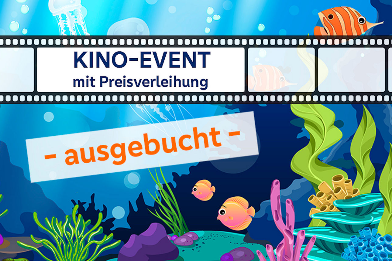 gezeichnetes Aquarium Text Kino-Event mit Preisverleihung- mit Text ausgebucht