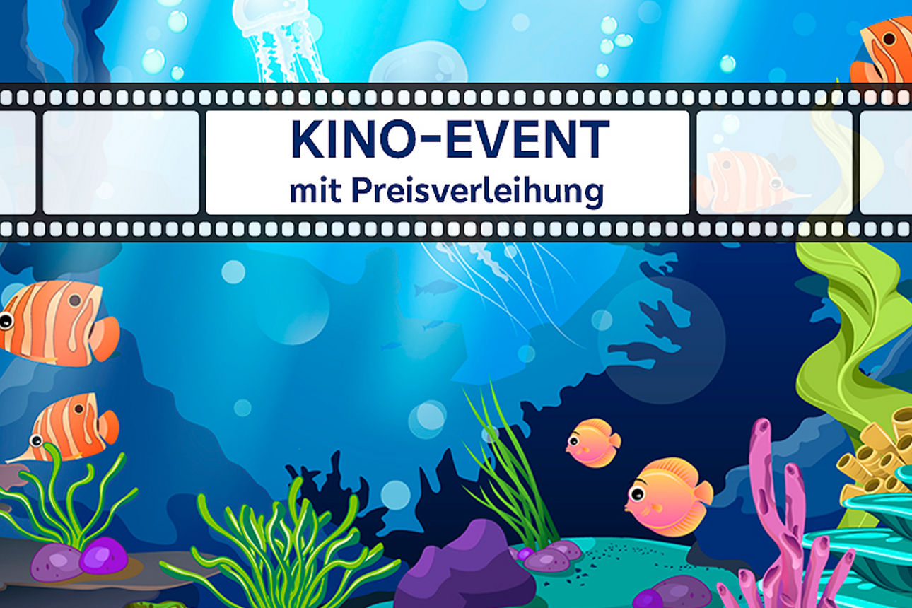 gezeichnetes Aquarium Text Kino-Event mit Preisverleihung