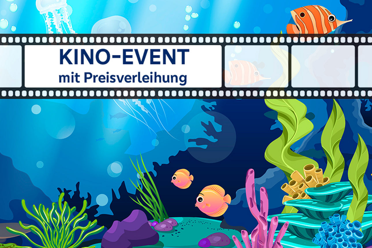 gezeichnetes Aquarium Text Kino-Event mit Preisverleihung