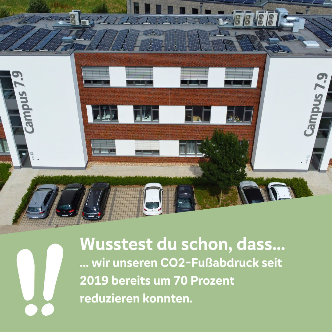 Wusstest du das wir  unseren CO2-Fußabdruck seit 2019 bereits 70% reduzieren konnten 