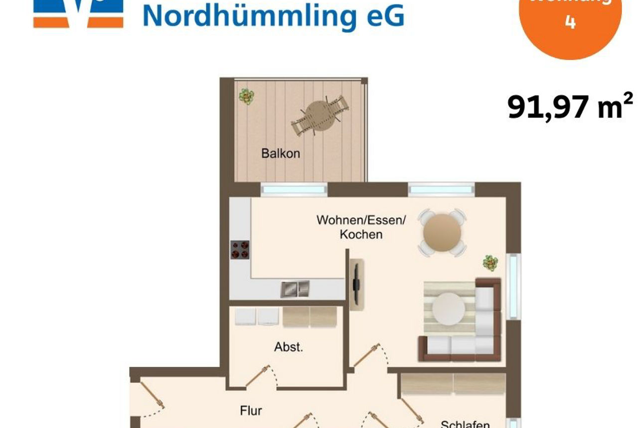 Grundriss einer Wohnung.