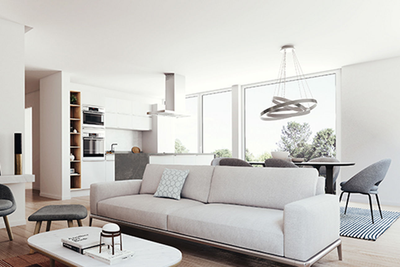 Modern eingerichtetes Wohnzimmer.