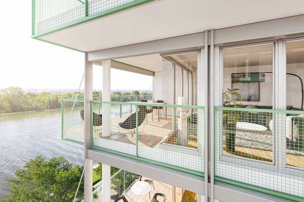 Visualisierung des Bauprojektes Rheinwiesen living 