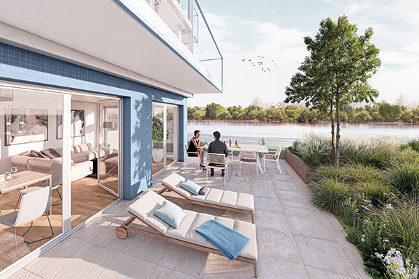 Visualisierung des Bauprojektes Rheinwiesen living 