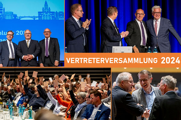 Collage der Vertreterversammlung der Volksbank Darmstadt Mainz eG 2024