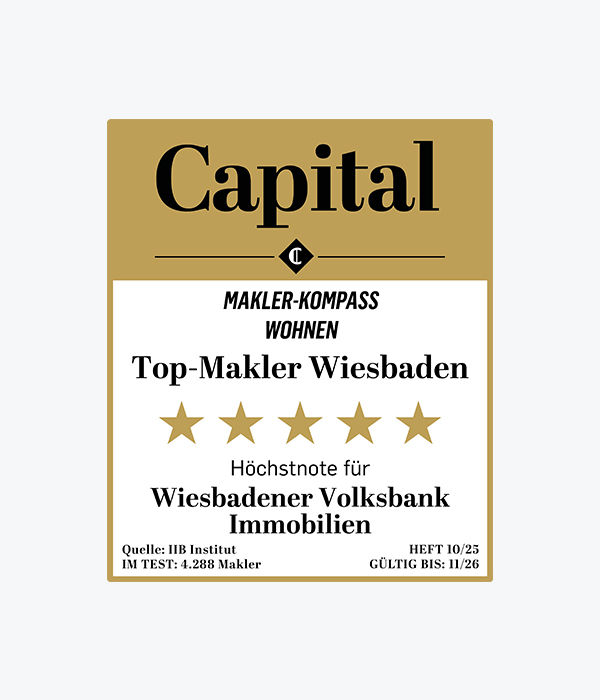 Capital Makler-Kompass: Top-Makler Wiesbaden - Höchstnote für Wiesbadener Volksbank Immobilien