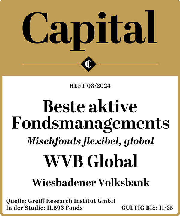 Siegel der Zeitschrift Capital: Beste aktive Fondsmanagements - Mischfonds flexibel, global - WVB Global