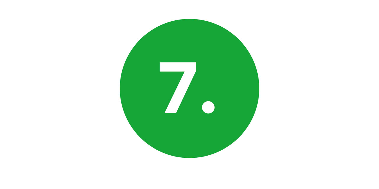 Ein grüner Kreis mit der weißen Zahl "7." in der Mitte.