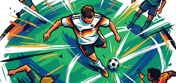 Illustration Fussballer am Ball
