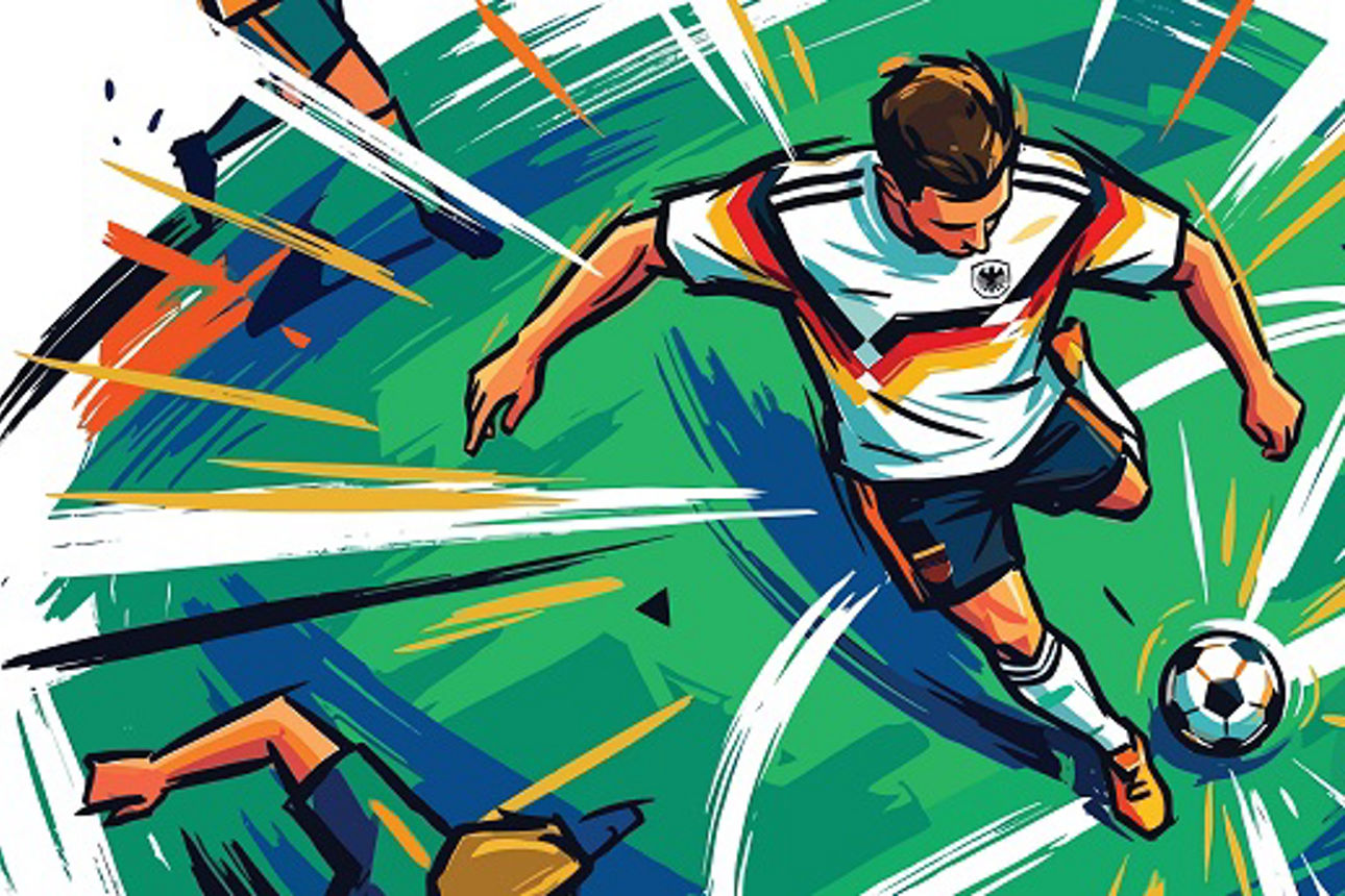 Illustration Fußballspieler am Ball