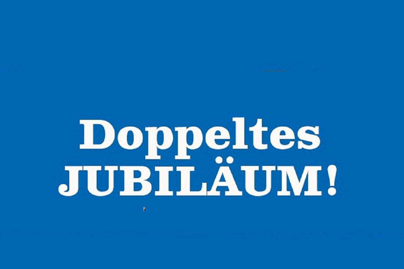 Grafik mit Doppel-Jubiläumsinfo