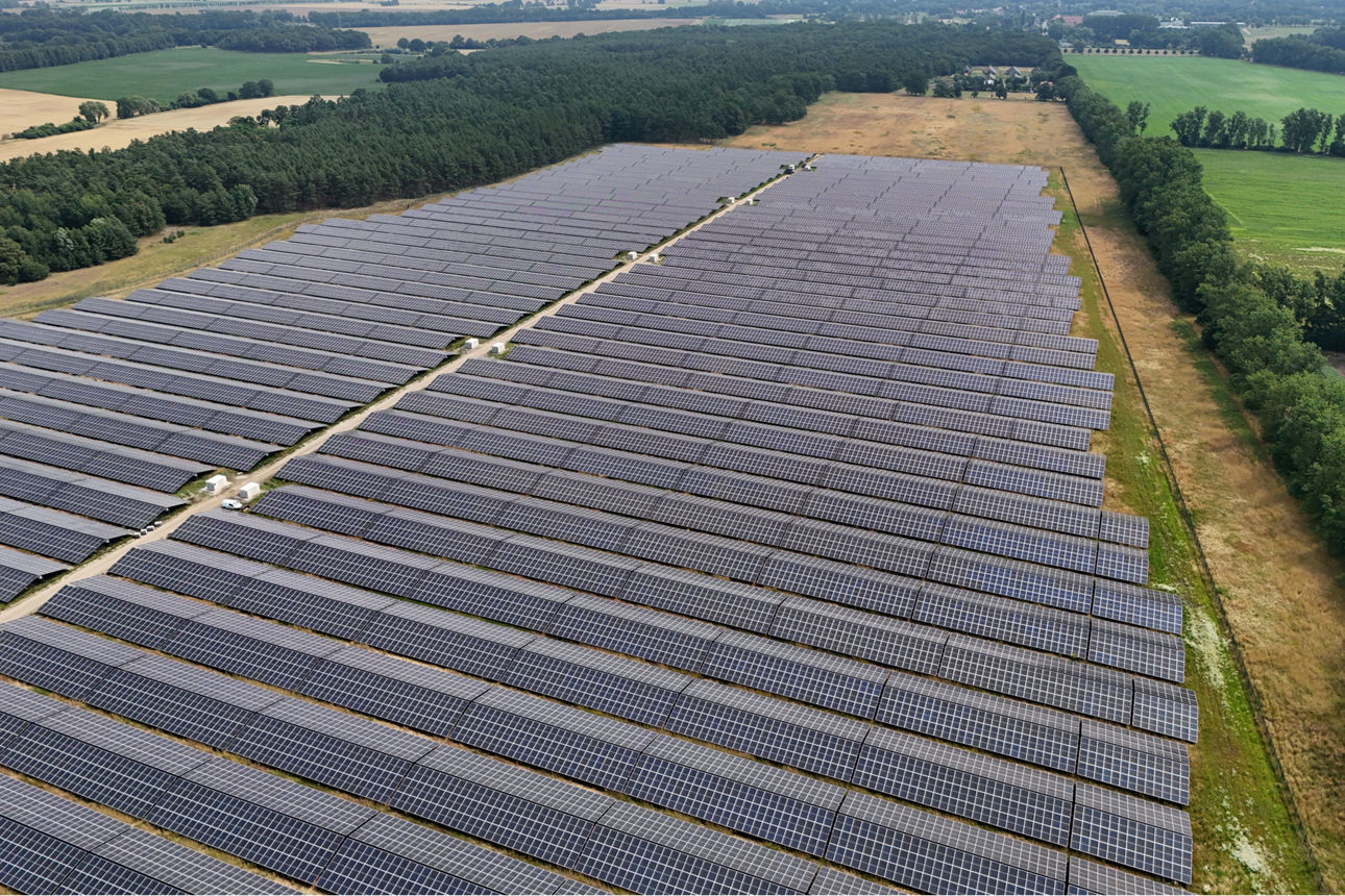 Solarpanele in einem Solarpark
