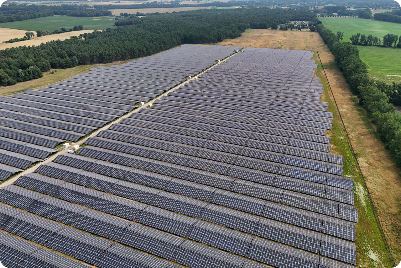 Solarpanele in einem Solarpark