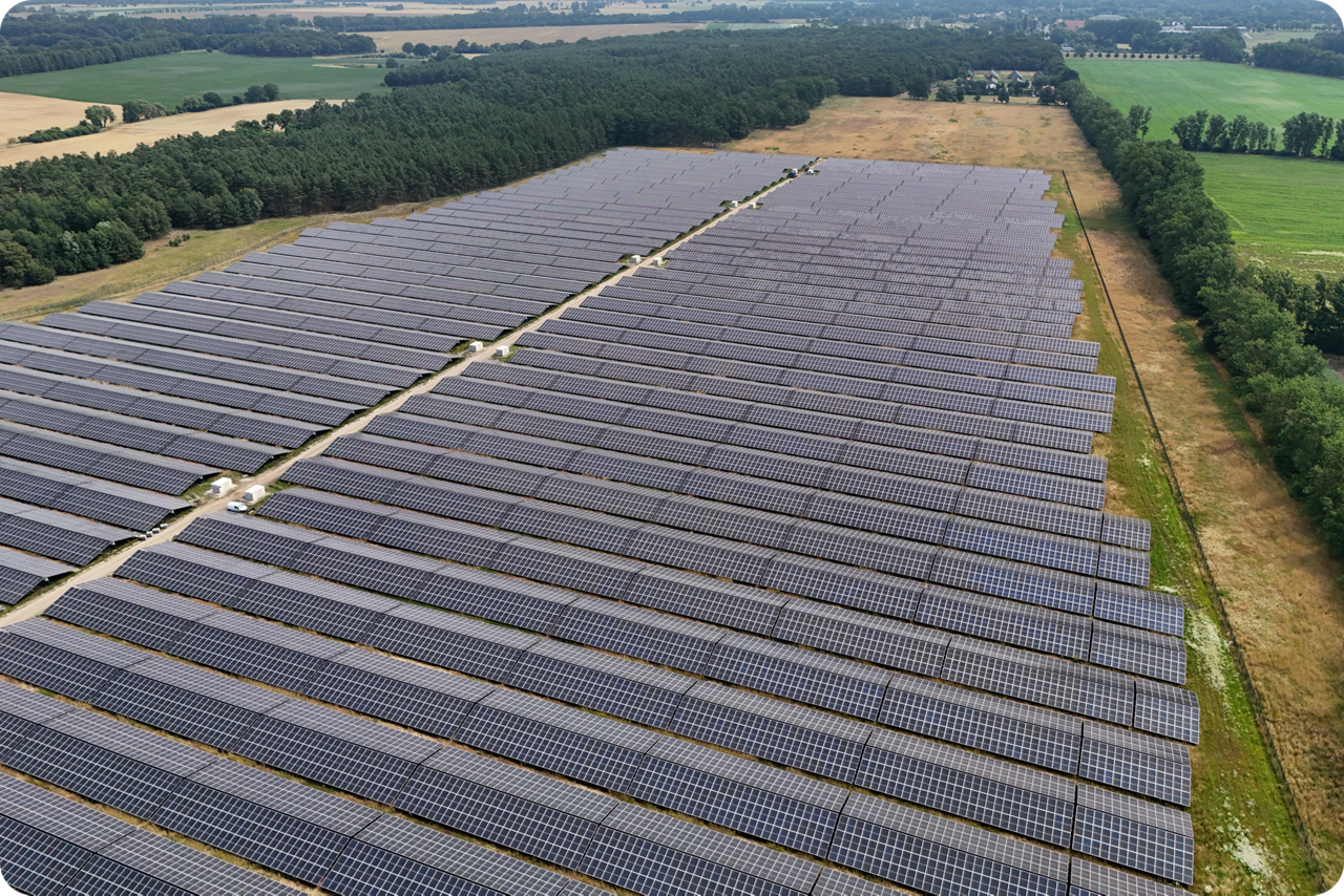Solarpanele in einem Solarpark