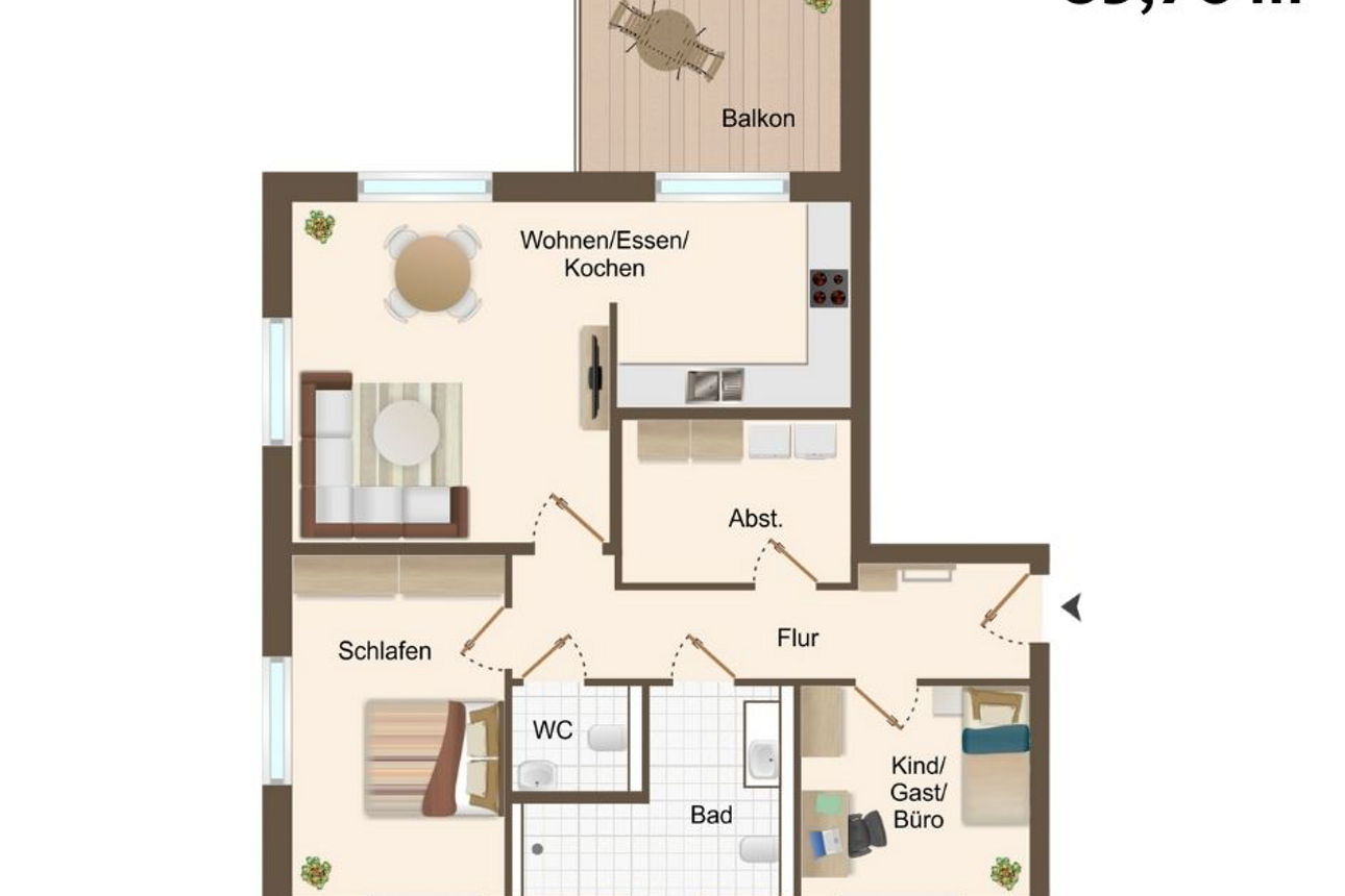 Grundriss einer Wohnung.