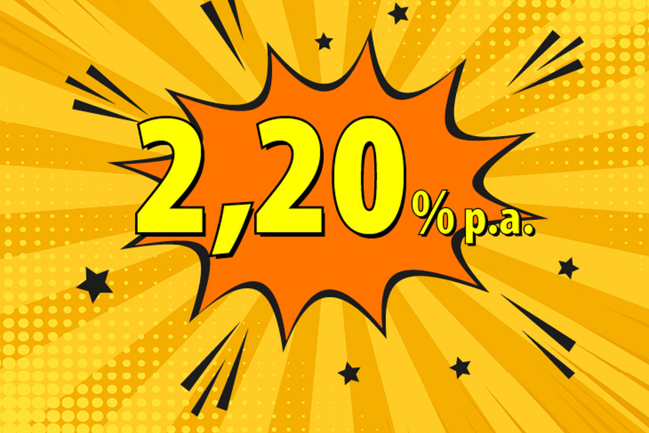Comiczeichnung mit dem Zinssatz 2,2 % p.a.