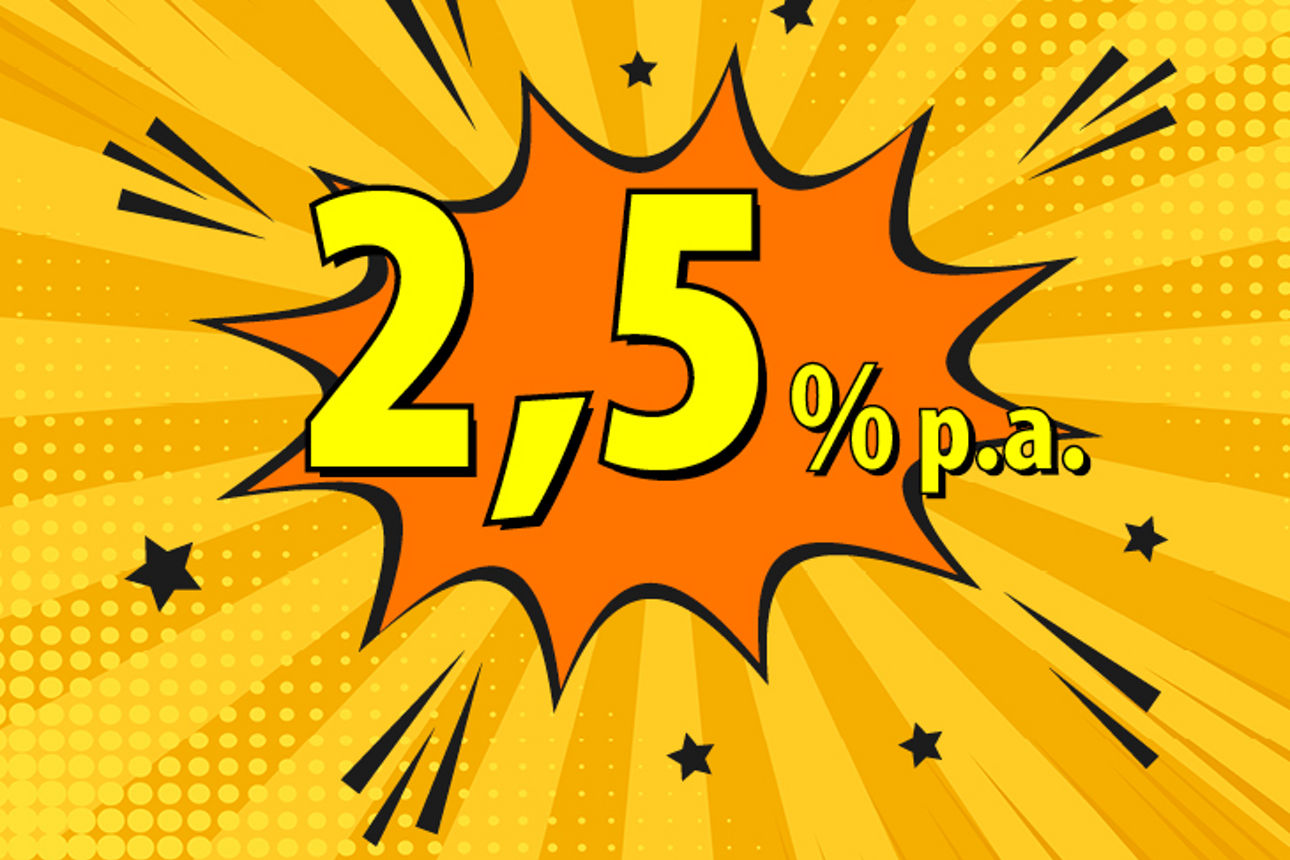 Comiczeichnung mit dem Zinssatz 2,5 % p.a.