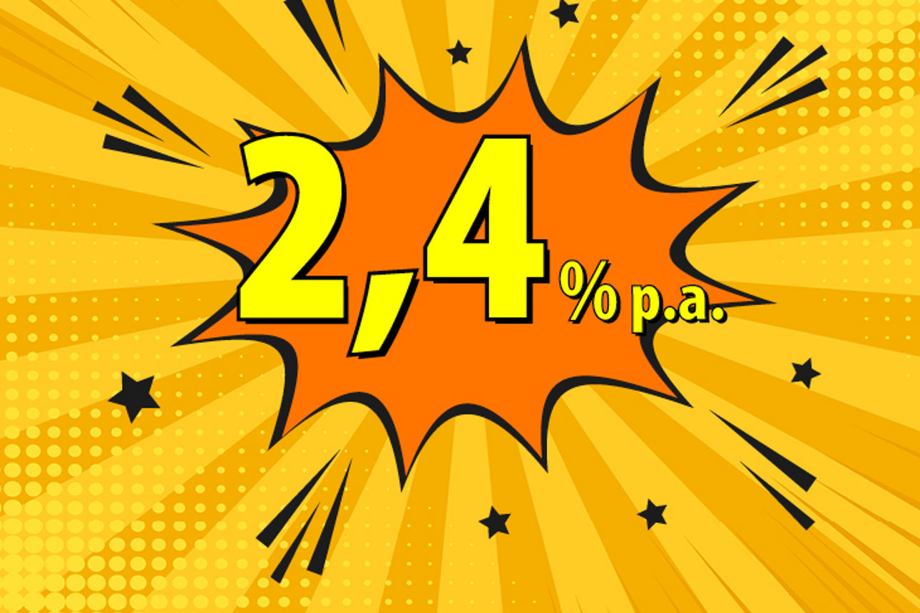 Comiczeichnung mit dem Zinssatz 2,4 % p.a.