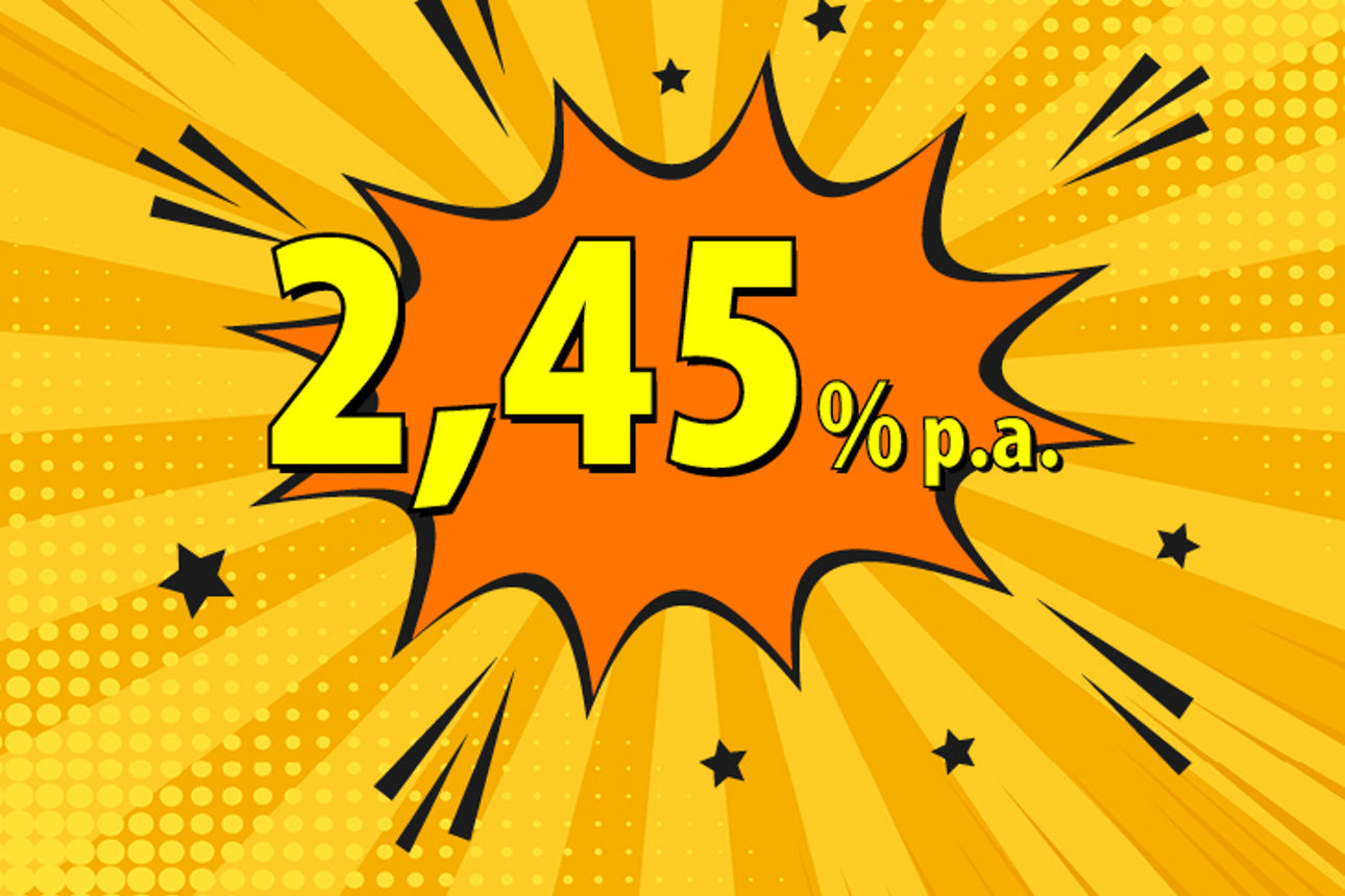 Comiczeichnung mit dem Zinssatz 2,4 % p.a.