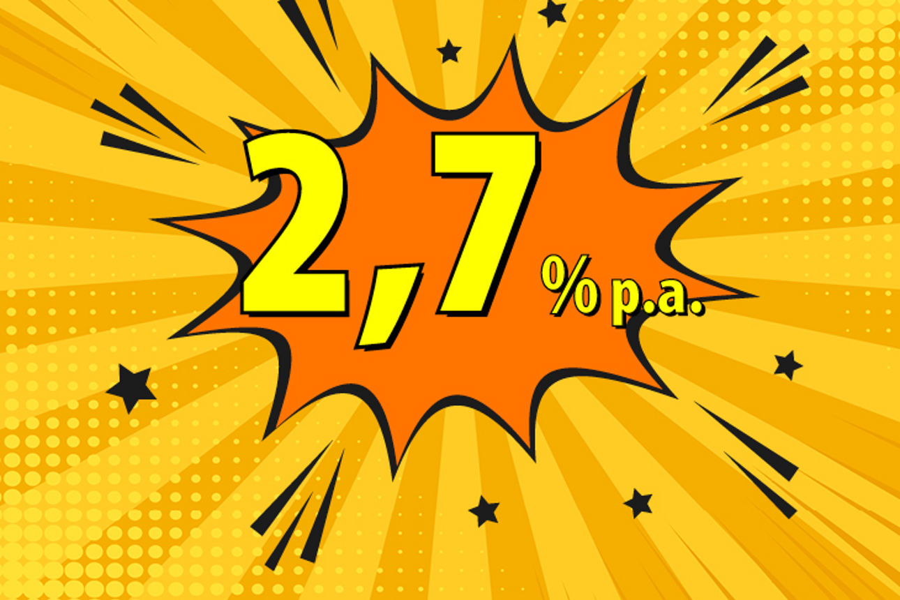 Comiczeichnung mit dem Zinssatz 2,7 % p.a.