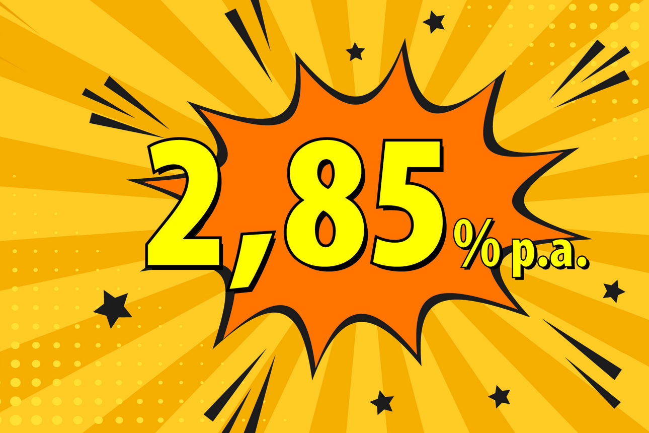 Comiczeichnung mit einer Kondition von 2,85 % p.a.