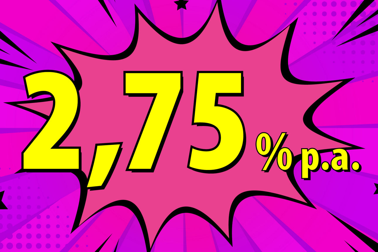 Comiczeichnung mit einer Kondition von 2,75 % p.a.