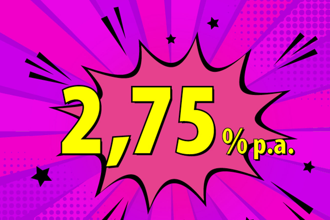 Comiczeichnung mit dem Zinssatz 2,75 % p.a.