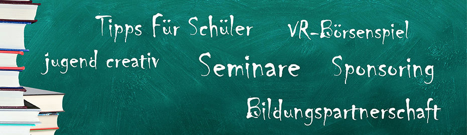Eine grüne Tafel, die die Titel der weitere Unterseiten darstellt