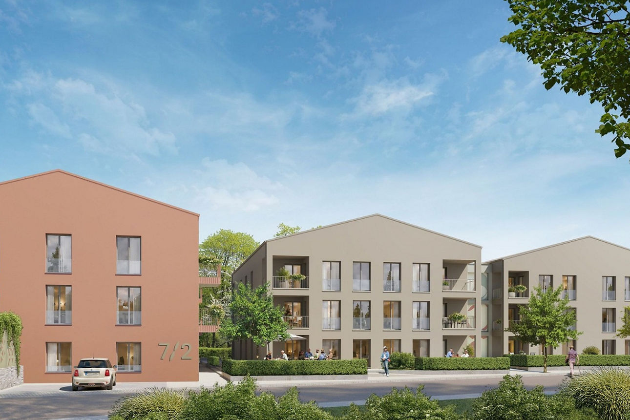 Visualisierung des neuen Wohnkomplexes im Blumenviertel Eppingen.