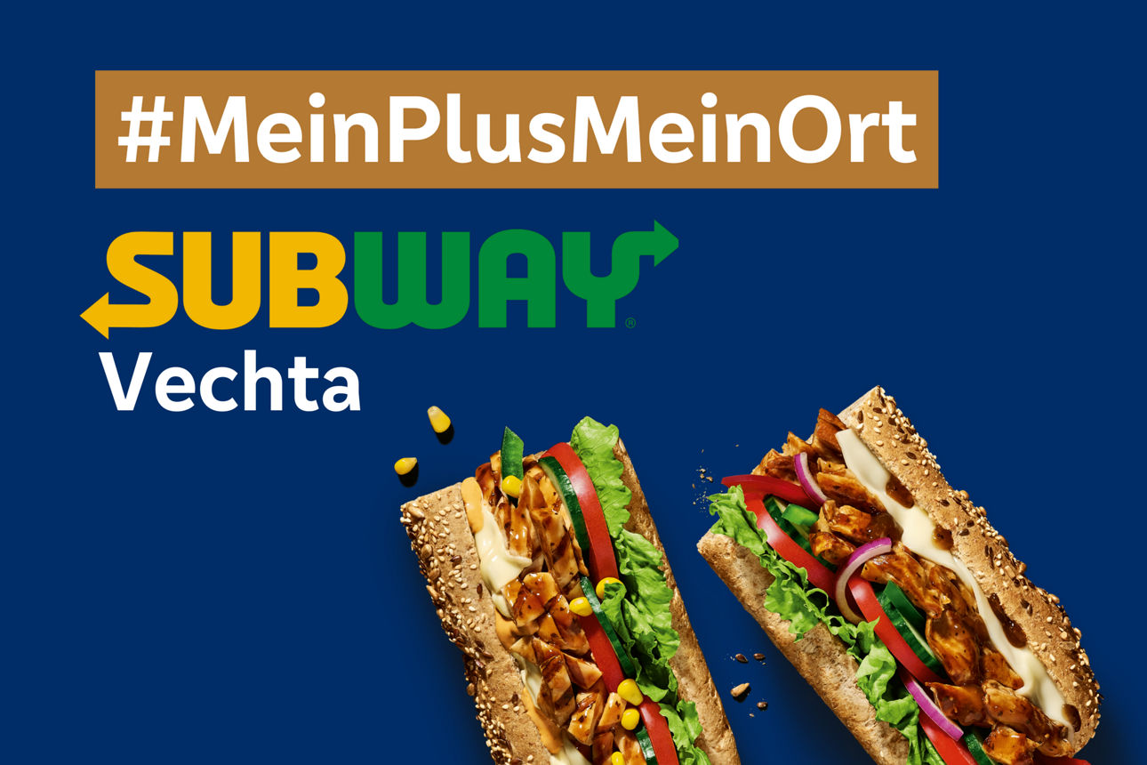 Abbildung MeinPlusMeinOrt mit Subway Vechta Logo und Subwaybaguettes