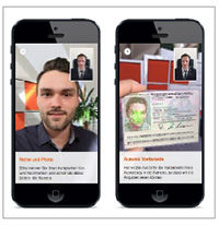 Zwei Smartphones mit Bildern währende der Video-Legitimation