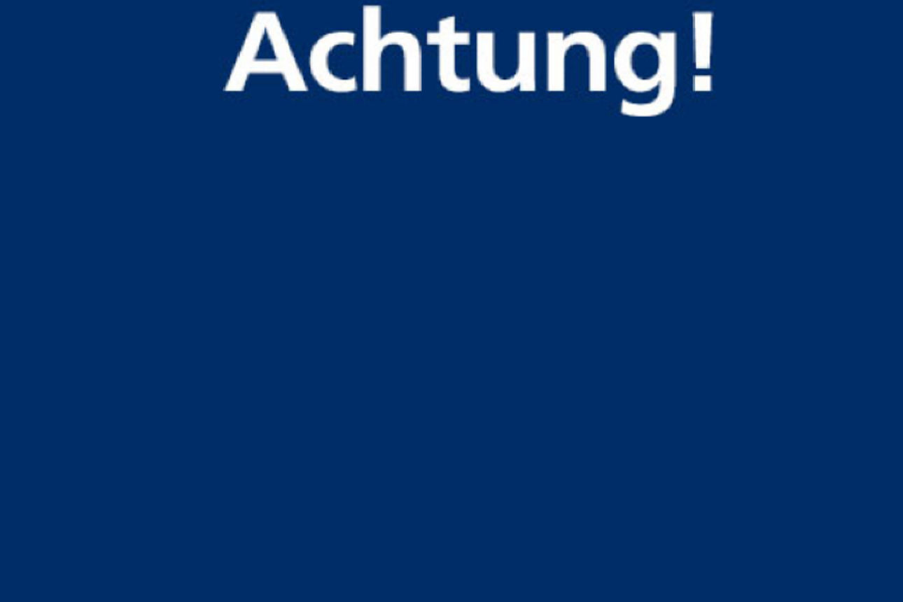 Weißer Text "Hinweis" auf dunkelblauem Hintergrund